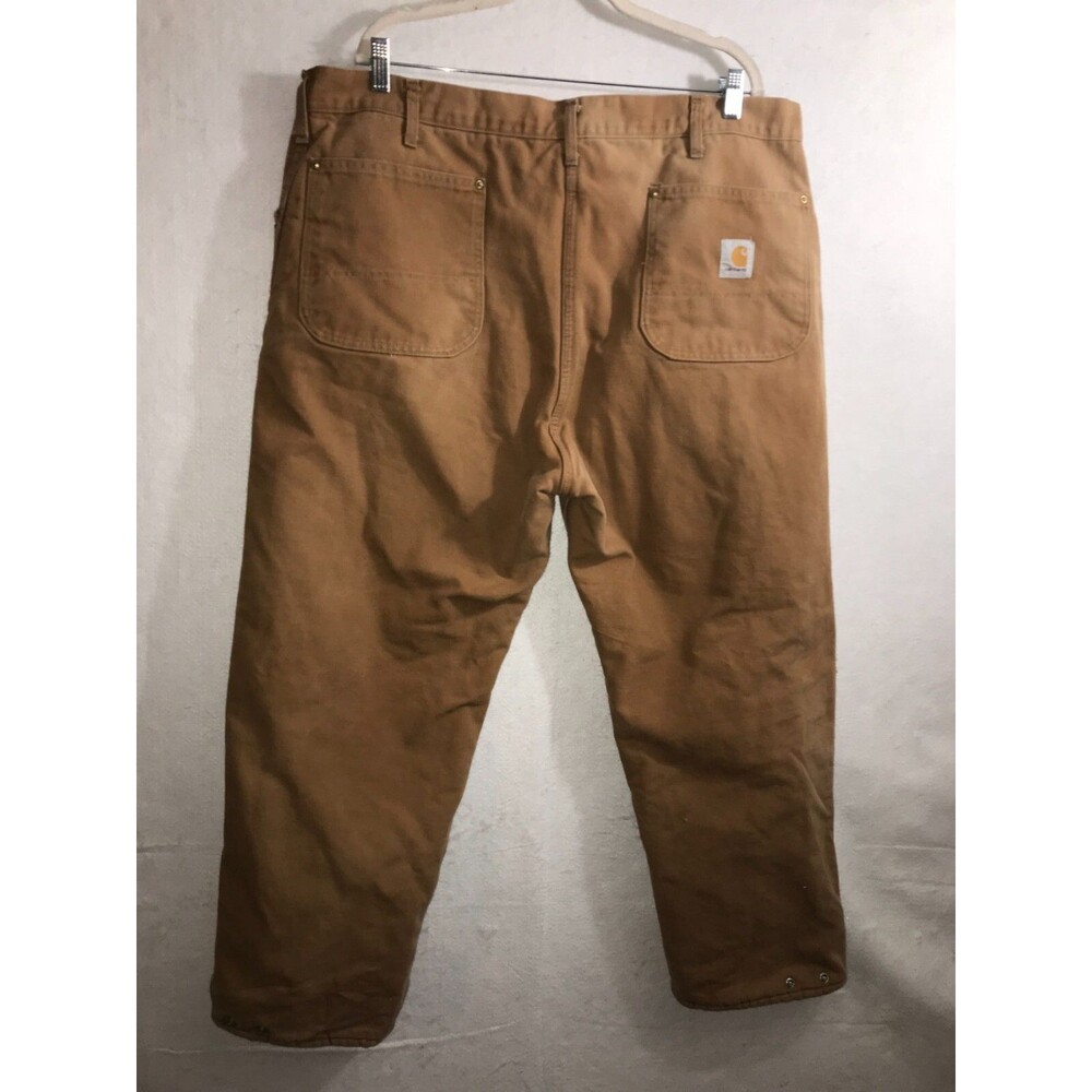 CARHARTT 46 W X 30 L TAN QUILTED LINED INSULATED PANTS USA WARM WINTER CLOTHES